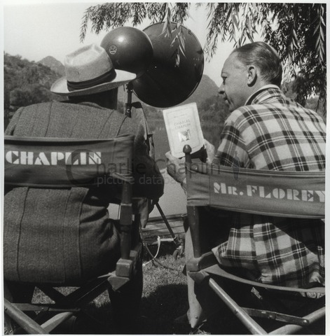 Chaplin and Robert Florey on the set