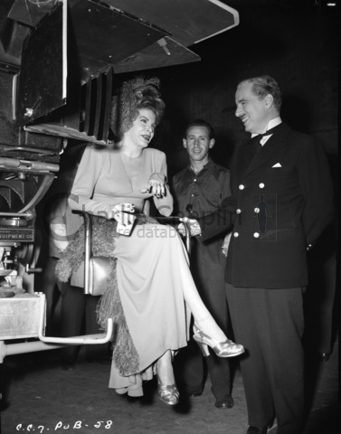 Martha Raye and Chaplin on the set