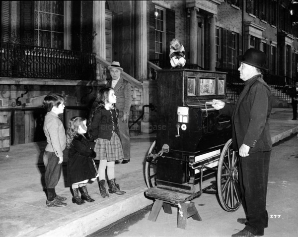A recreation of a Victorian London street. Three of Chaplin's children, Michael, Josephine and Geraldine appear in the opening scene of Limelight.
