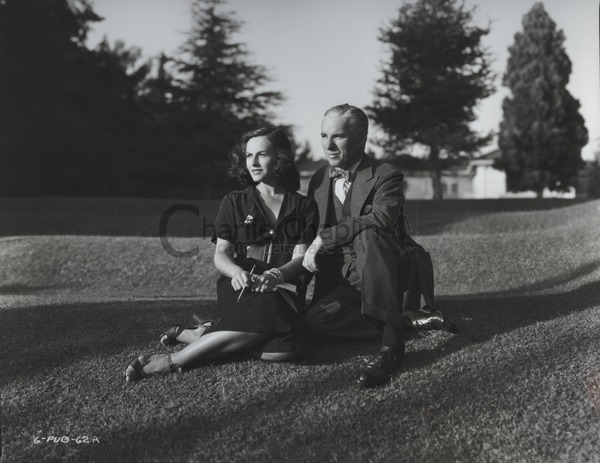 Paulette Goddard & Chaplin at his Beverly Hills home, 1936