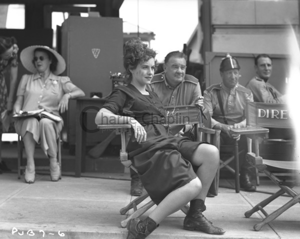 Goddard and Chaplin on the set of The Great Dictator