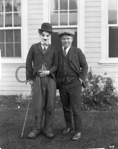 Charles Chaplin and Jim Tully during filming of "The Gold Rush"