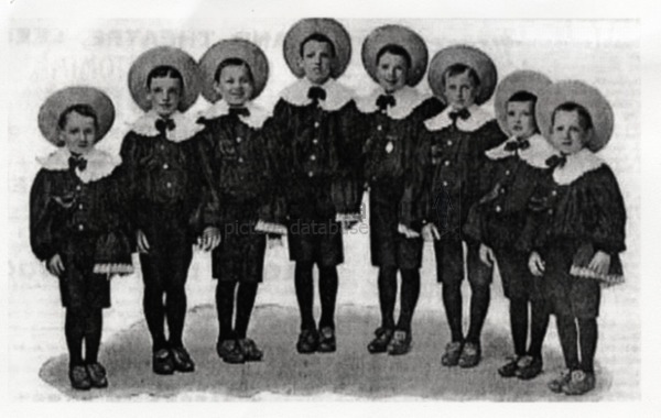 The Eight Lancashire Lads before Charlie joined the troupe. The stage costume resembles the one Chaplin wore, according to his descriptions