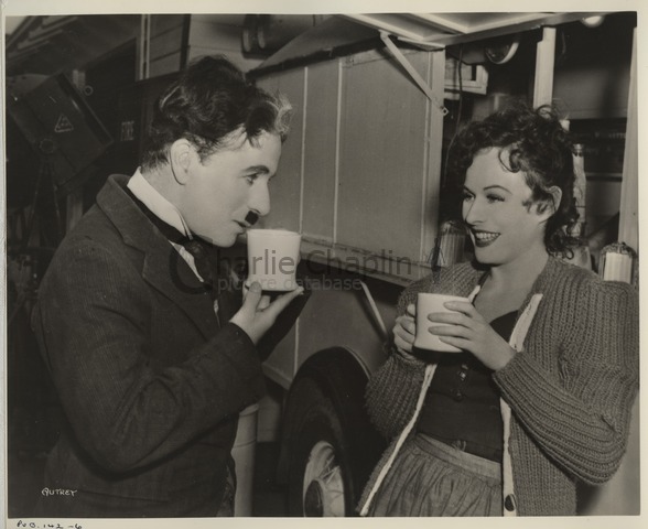 Paulette Goddard And Charles Chaplin On The Set Taking A Break Max Munn Autrey Charlie