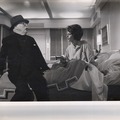 Charles Chaplin, Marlon Brando, Patrick Cargill and Sophia Loren on the bedroom set